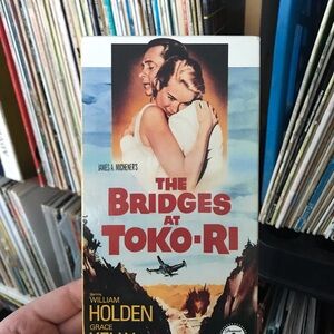 The Bridges at Toko-Ri Vintage Movie VHS Cover - Red, Blue, Cream